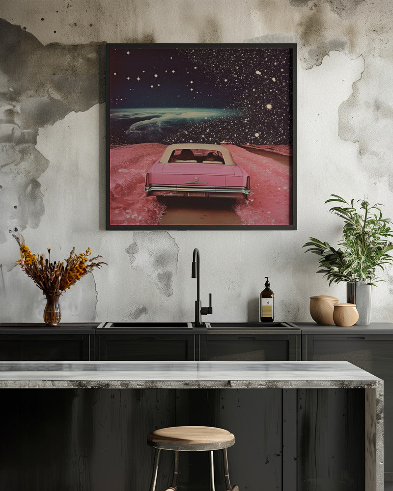 Pink Cruise in Space Collage Art - Poster / Art Print - interiör