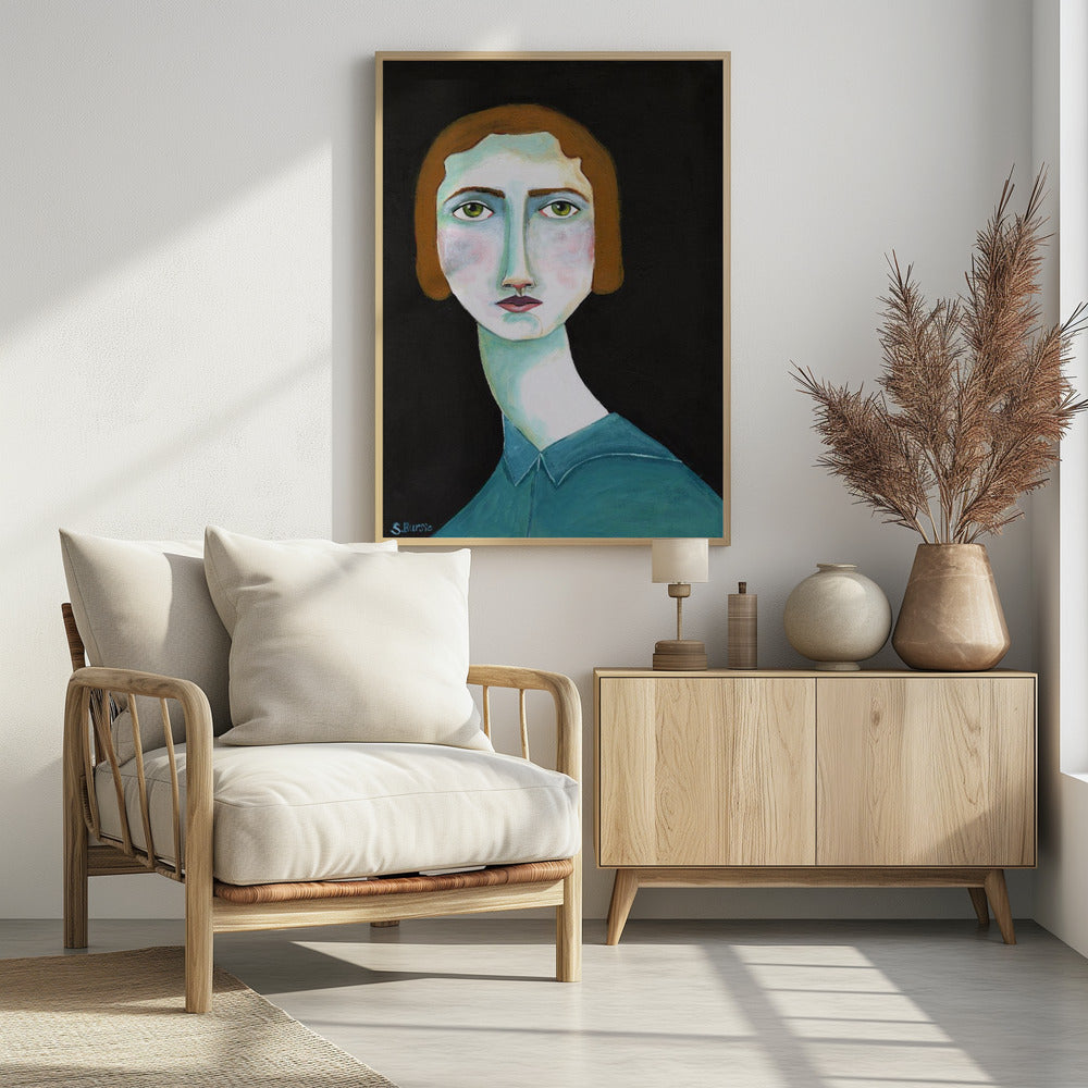 Vintage Lady Looking - Poster / Art Print - interiör