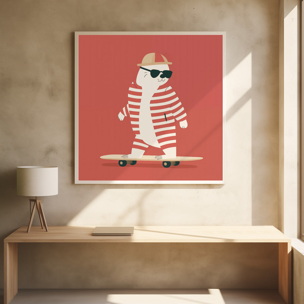 Skateboard Bear - Poster / Art Print - interiör