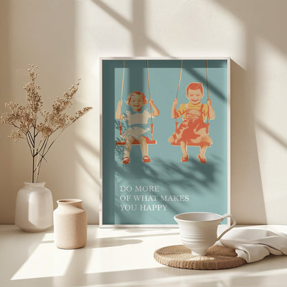 Two Little Girls On Swings - Poster / Art Print - interiör