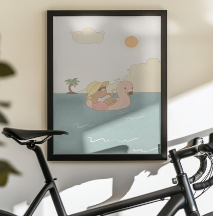 Bear On Summer Beach - Poster / Art Print - interiör