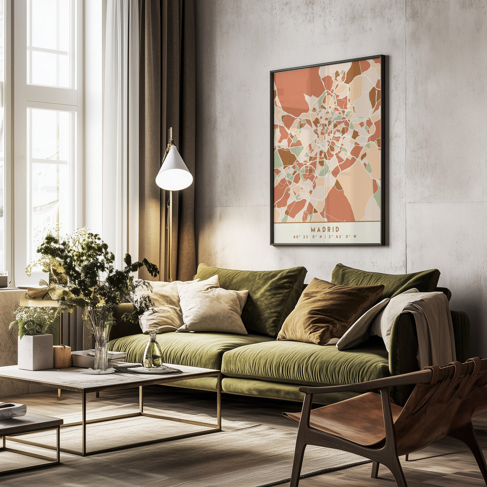 Black Maps Earth Tones 44 - Poster / Art Print - interiör
