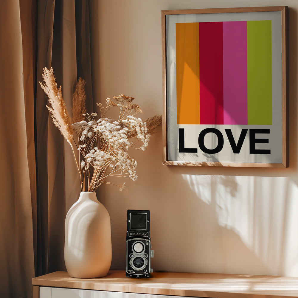 Retro Stripe LOVE Fruit - Poster / Art Print - interiör
