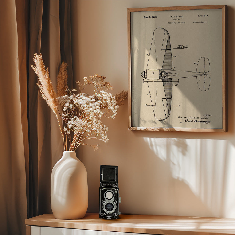 Airplane Patent 1926 - Poster / Art Print - interiör