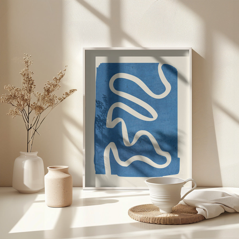 Geometric Abstract Minimal Blue - Poster / Art Print - interiör