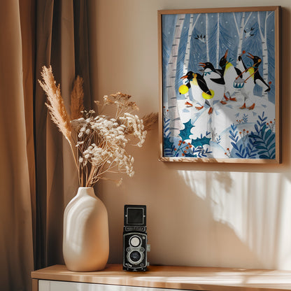 Penguins make music in the forest - Poster / Art Print - interiör