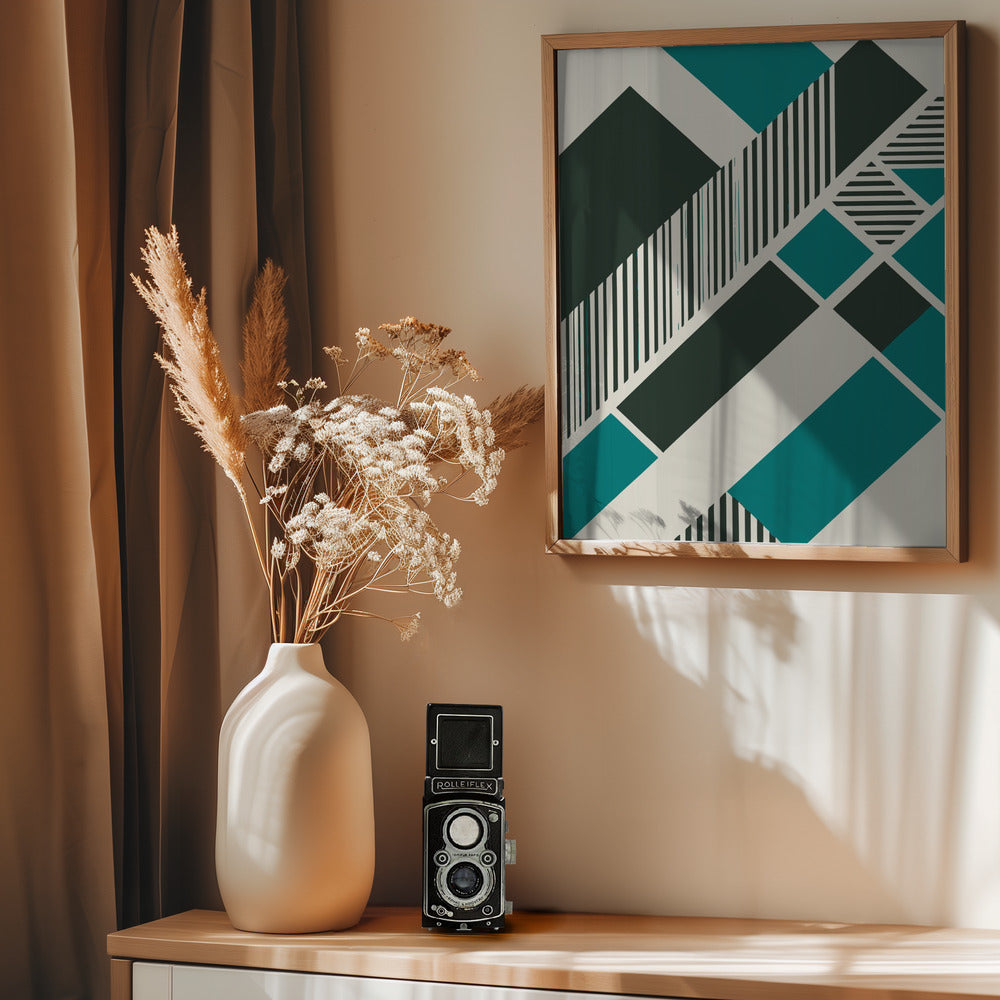 Geometric Teal - Poster / Art Print - interiör