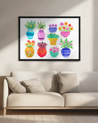 Pots and Flowers - Poster / Art Print - interiör