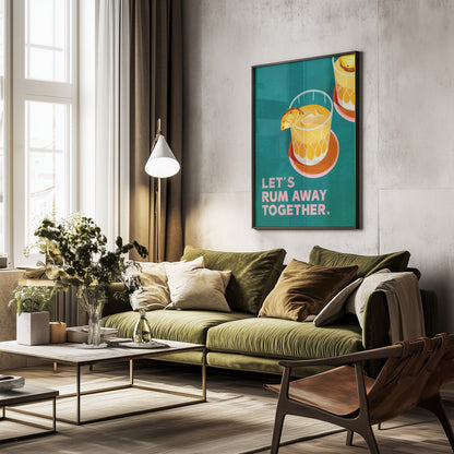 Rum Away Beach Bar Cocktail Art - Poster / Art Print - interiör