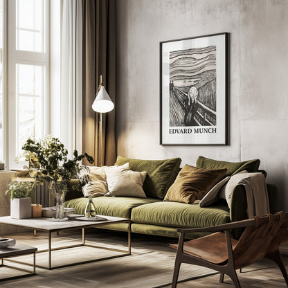 Skriet- The Scream - Monochrome Version - Poster / Art Print - interiör