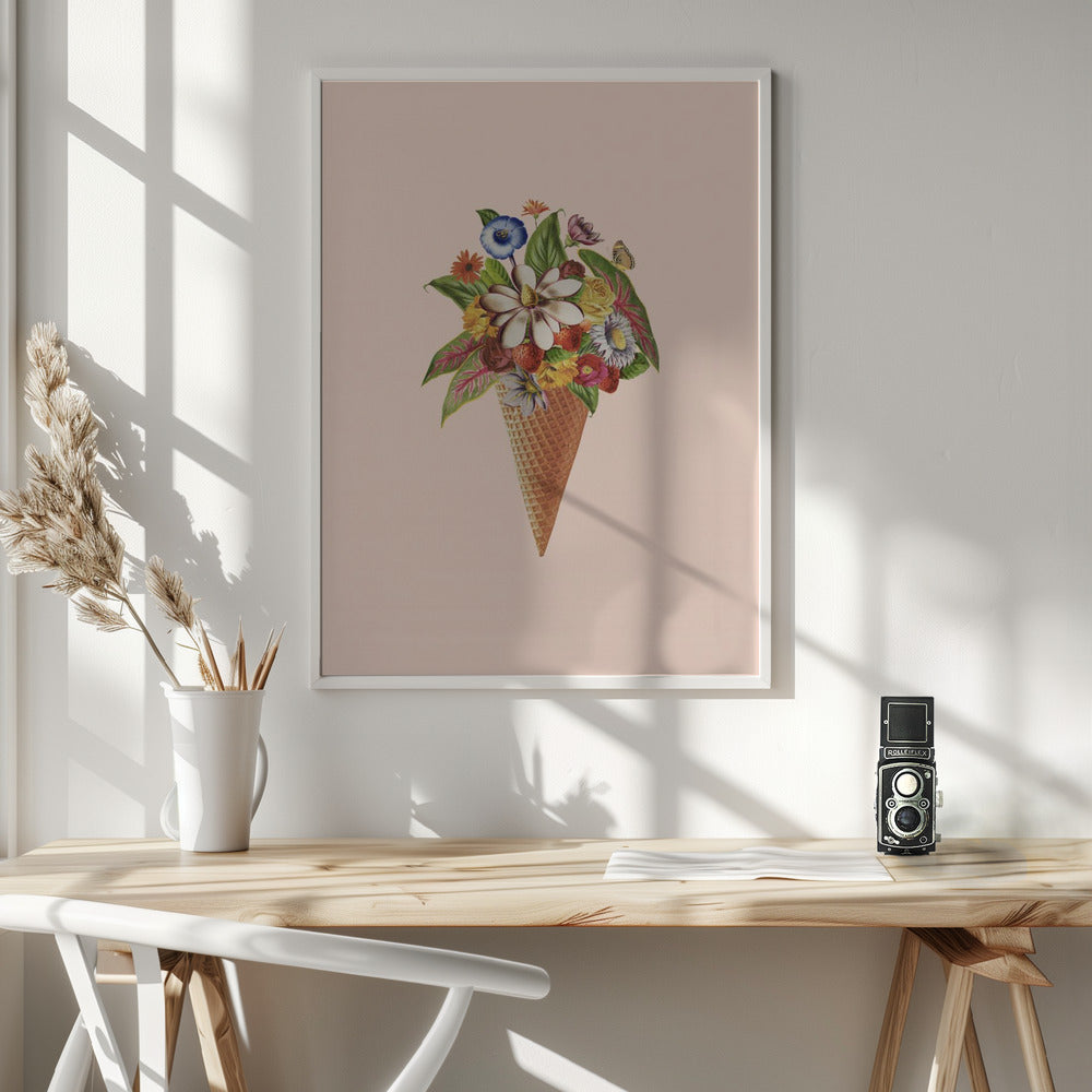 Botanical pink ice cream - Poster / Art Print - interiör
