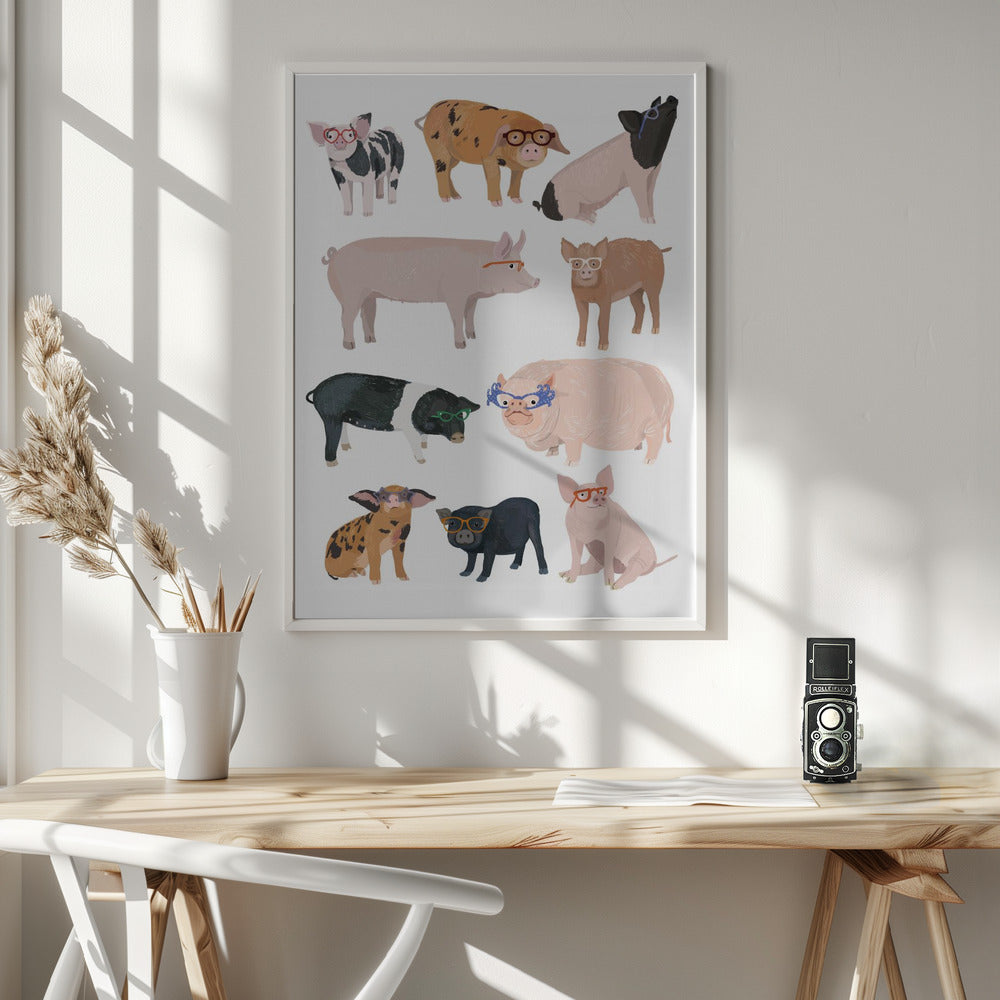 Pigs Glasses - Poster / Art Print - interiör