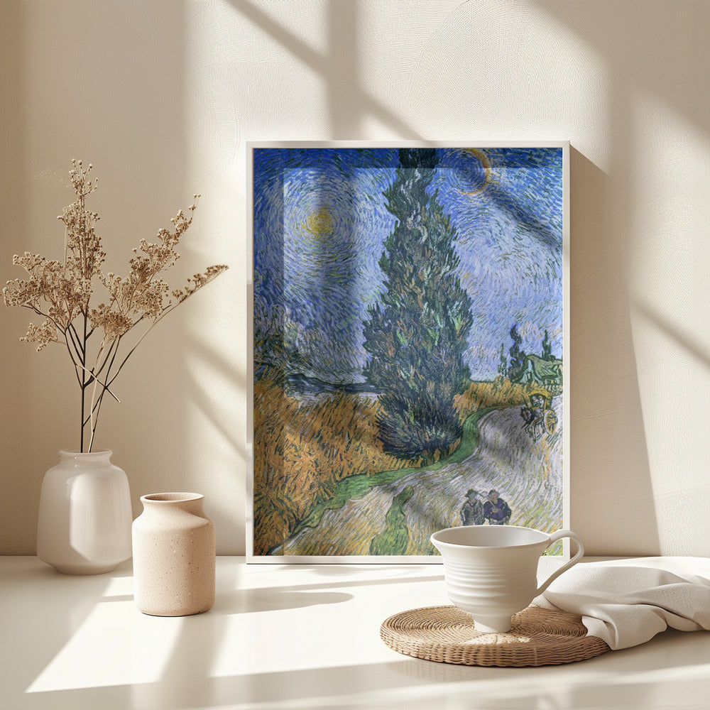 Vincent Van Gogh's Road With Cypress and Star 1890 - Poster / Art Print - interiör