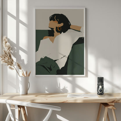 Relaxing woman - Poster / Art Print - interiör
