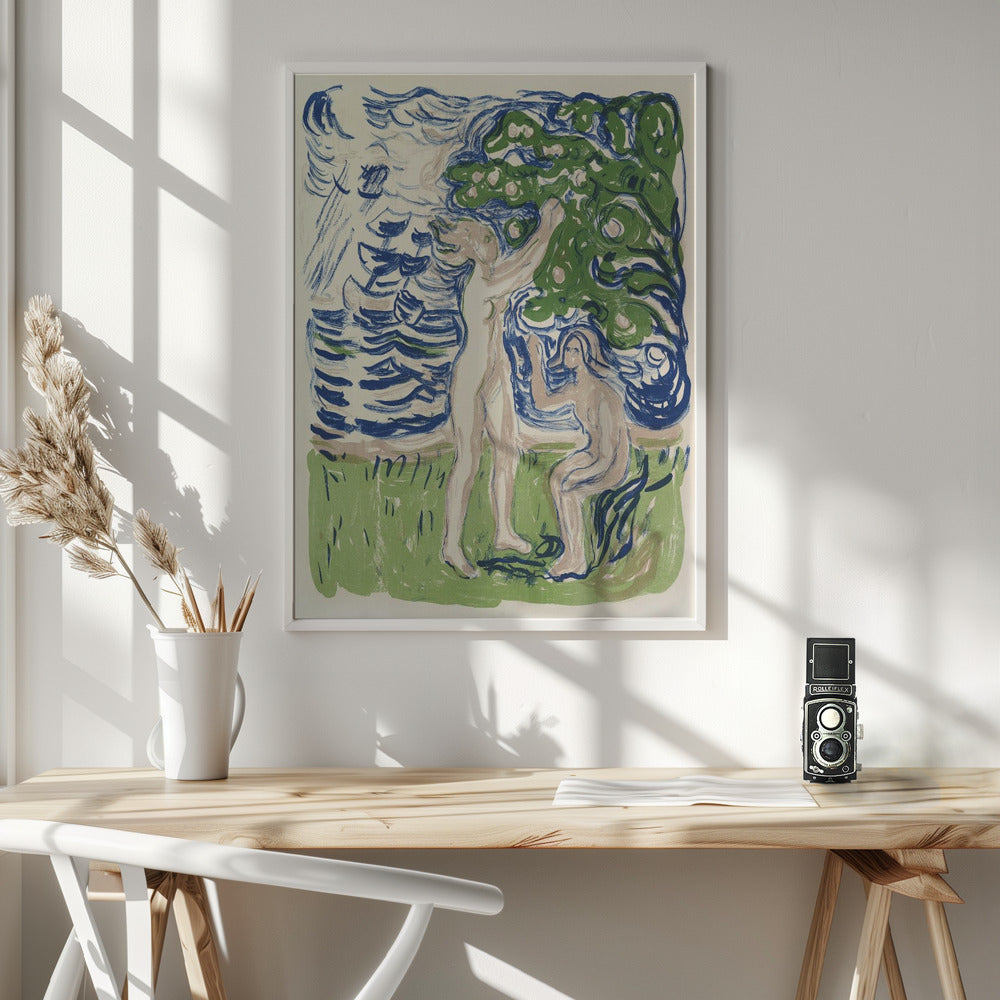 Girls Picking Apples - Poster / Art Print - interiör
