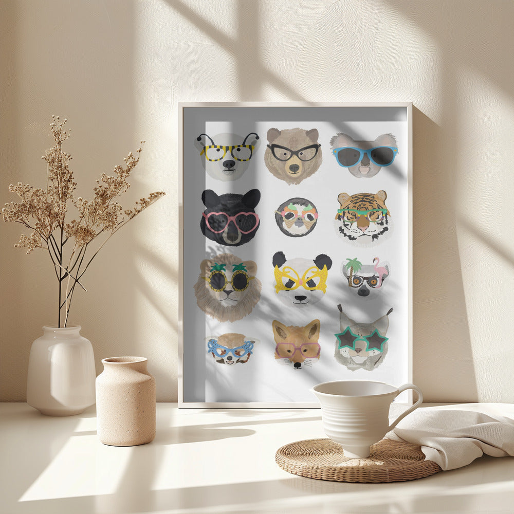 Big Cats in glasses print - Poster / Art Print - interiör