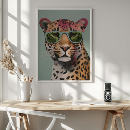 Leopard With Glasses - Poster / Art Print - interiör