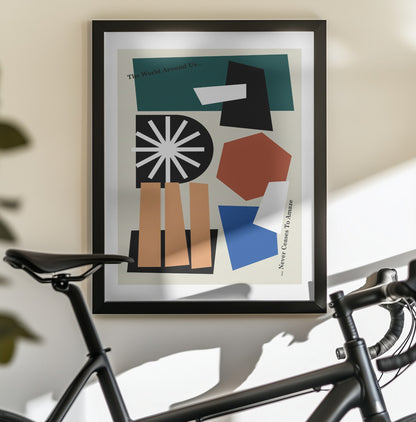 The World Around Us Greige - Poster / Art Print - interiör