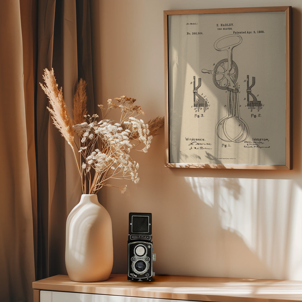 Egg Beater Patent 1888 - Poster / Art Print - interiör