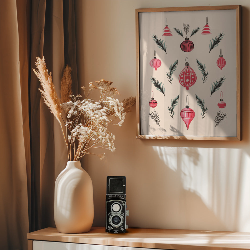 Pink Baubles - Poster / Art Print - interiör