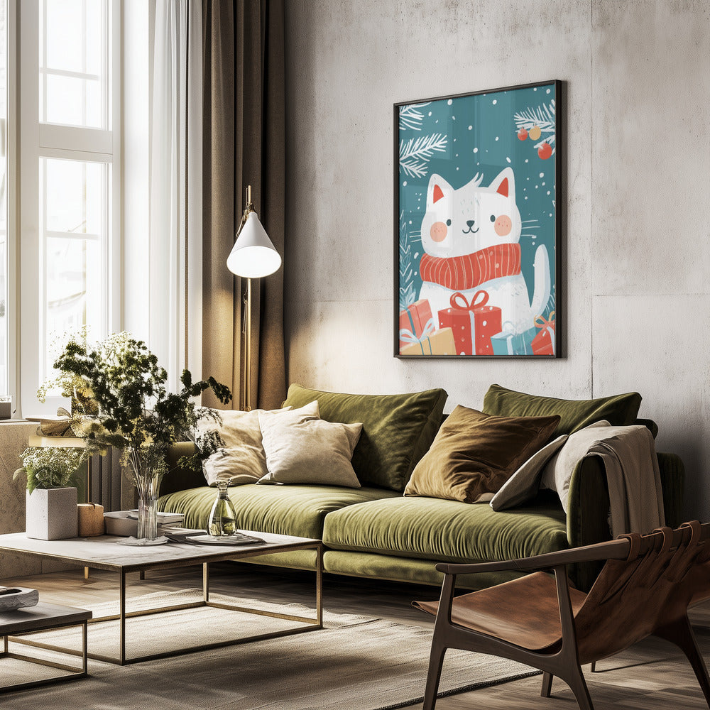 Christmas Cat - Poster / Art Print - interiör