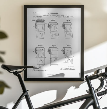 Toilet Paper Roll 2 Patent 1891 - Poster / Art Print - interiör