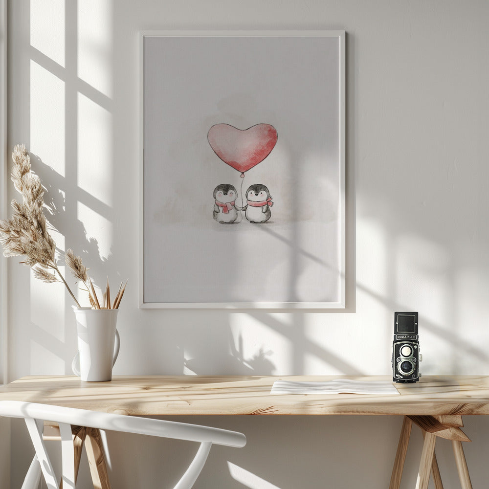 Penguin in Love - Poster / Art Print - interiör