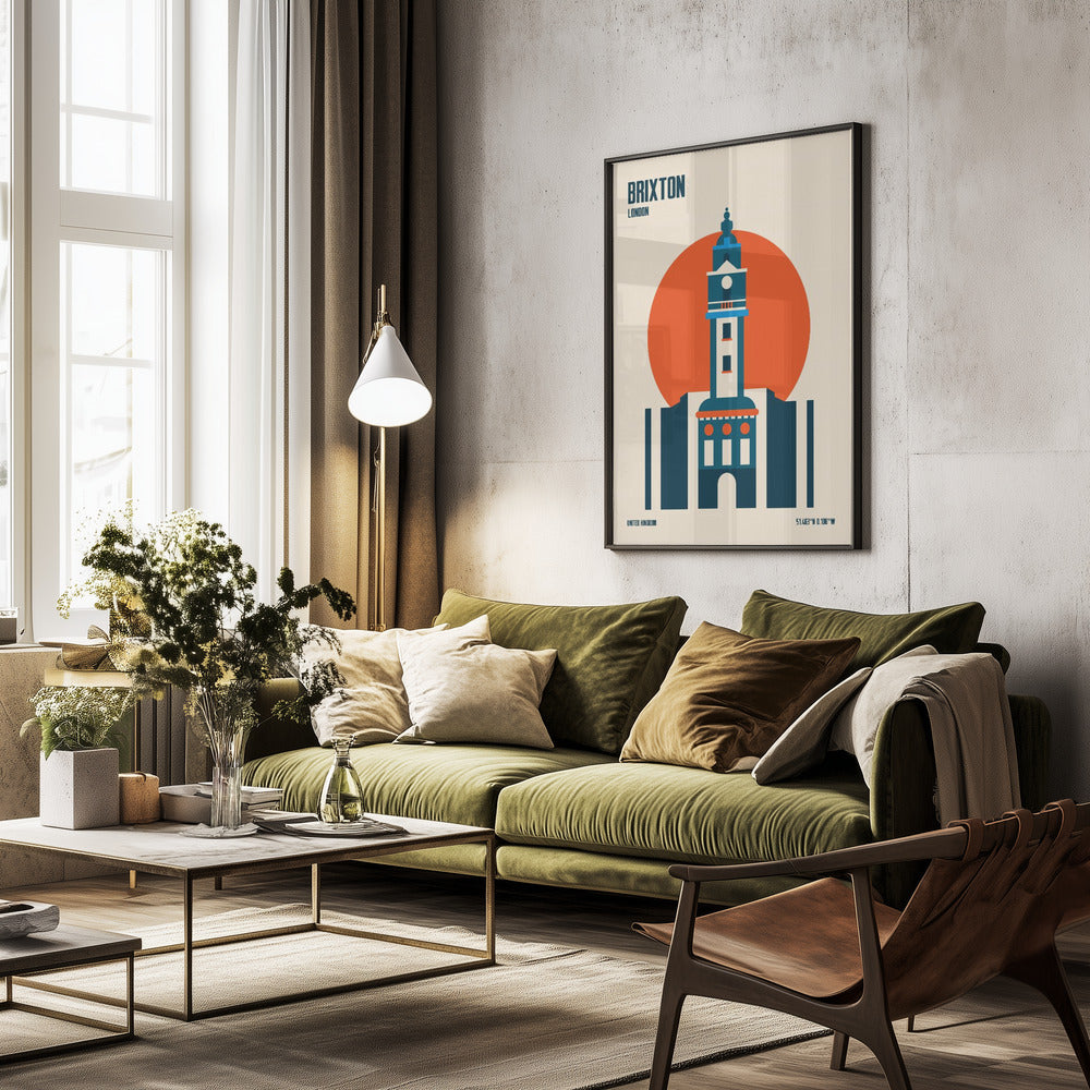 Brixton Tower Retro Travel Print - Poster / Art Print - interiör