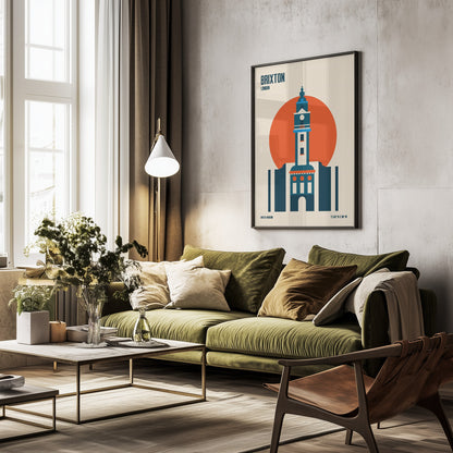 Brixton Tower Retro Travel Print - Poster / Art Print - interiör