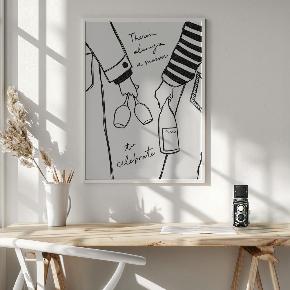 Woman holding wine bottle and wine glass - Poster / Art Print - interiör