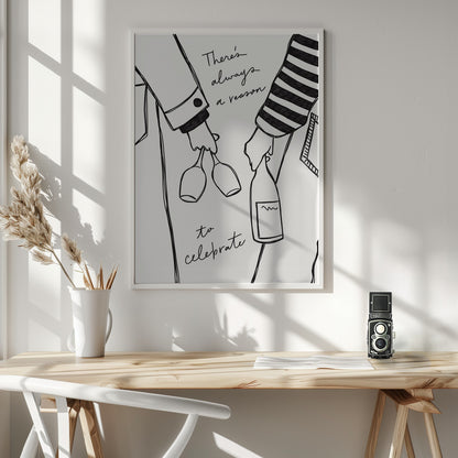 Woman holding wine bottle and wine glass - Poster / Art Print - interiör