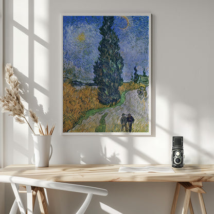 Vincent Van Gogh's Road With Cypress and Star 1890 - Poster / Art Print - interiör