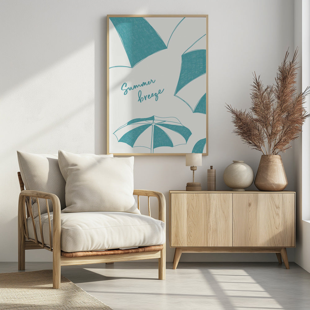 Summer beach parasols pencil sketch - Poster / Art Print - interiör