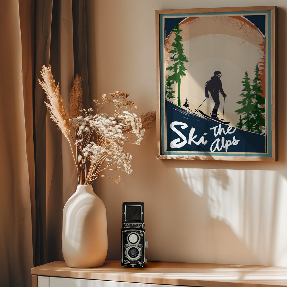 Winter Tourism: Vintage Ski the Alps Poster - Poster / Art Print - interiör