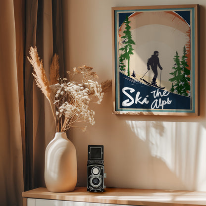 Winter Tourism: Vintage Ski the Alps Poster - Poster / Art Print - interiör