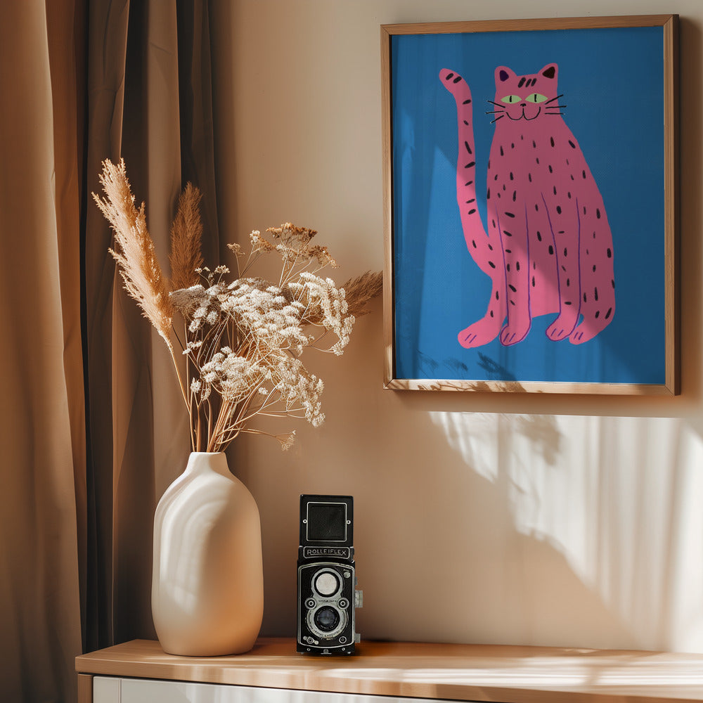 Pink cat - Poster / Art Print - interiör