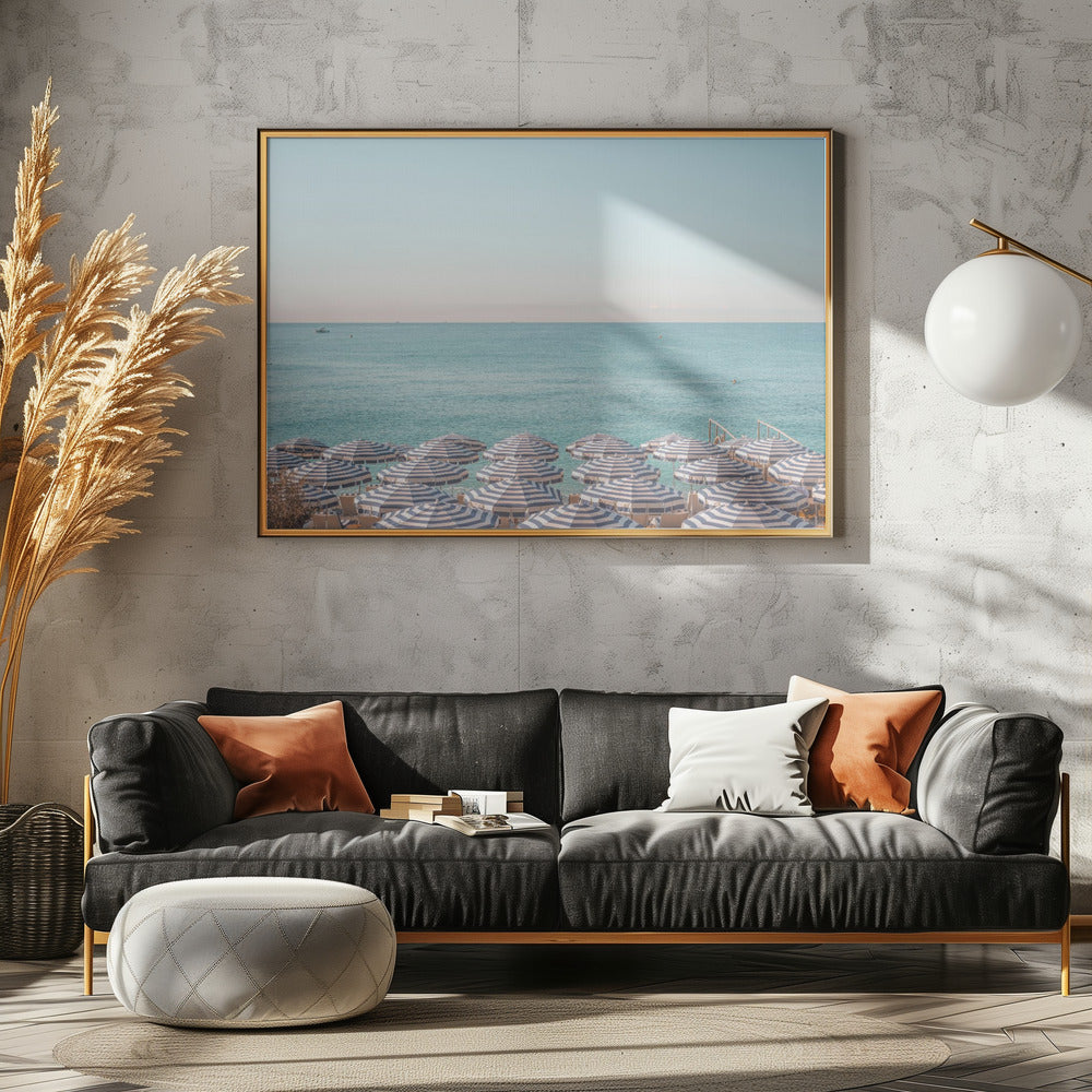 Riviera Beach Umbrellas - Poster / Art Print - interiör