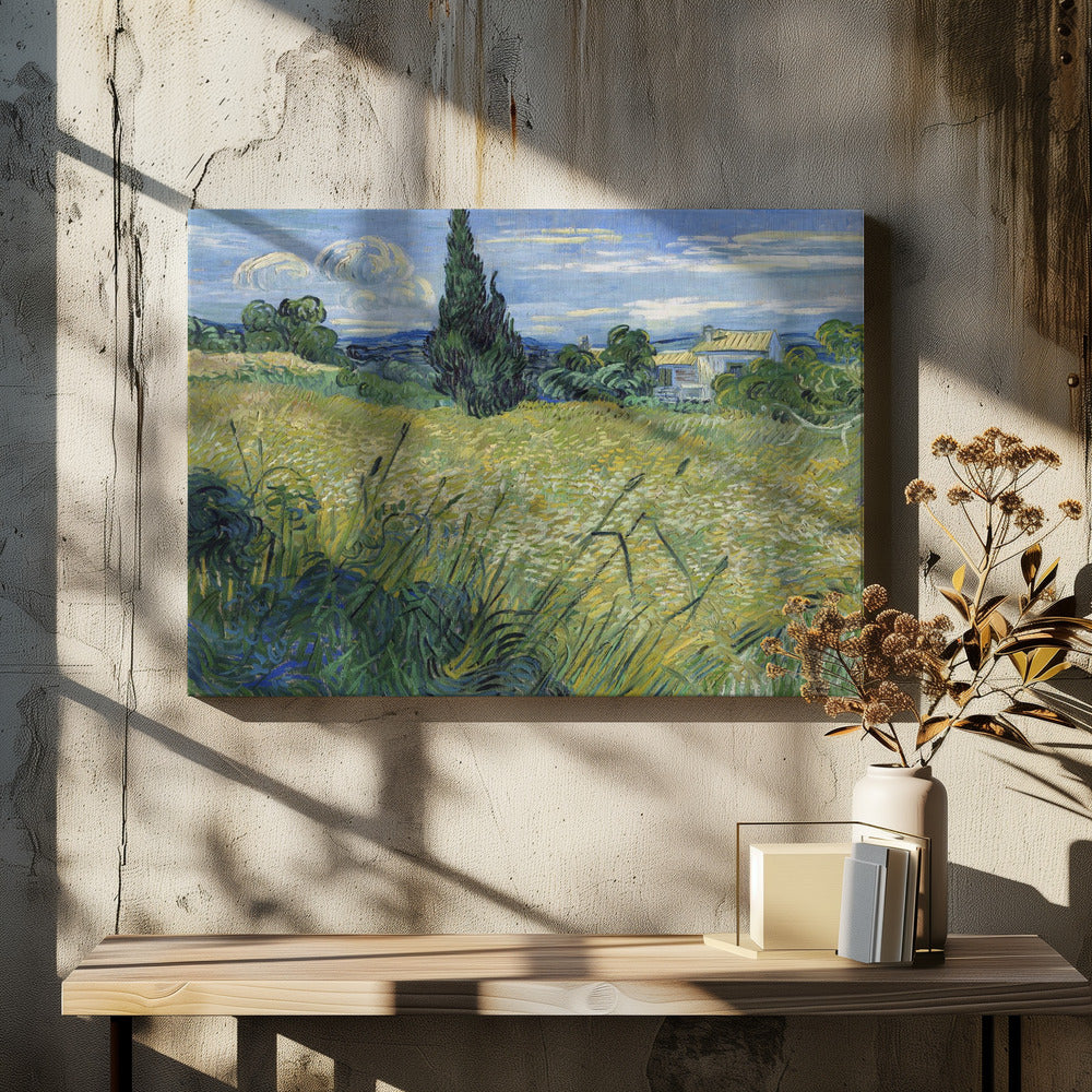 Green Wheat Field With Cypress (1889) - Poster / Art Print - interiör