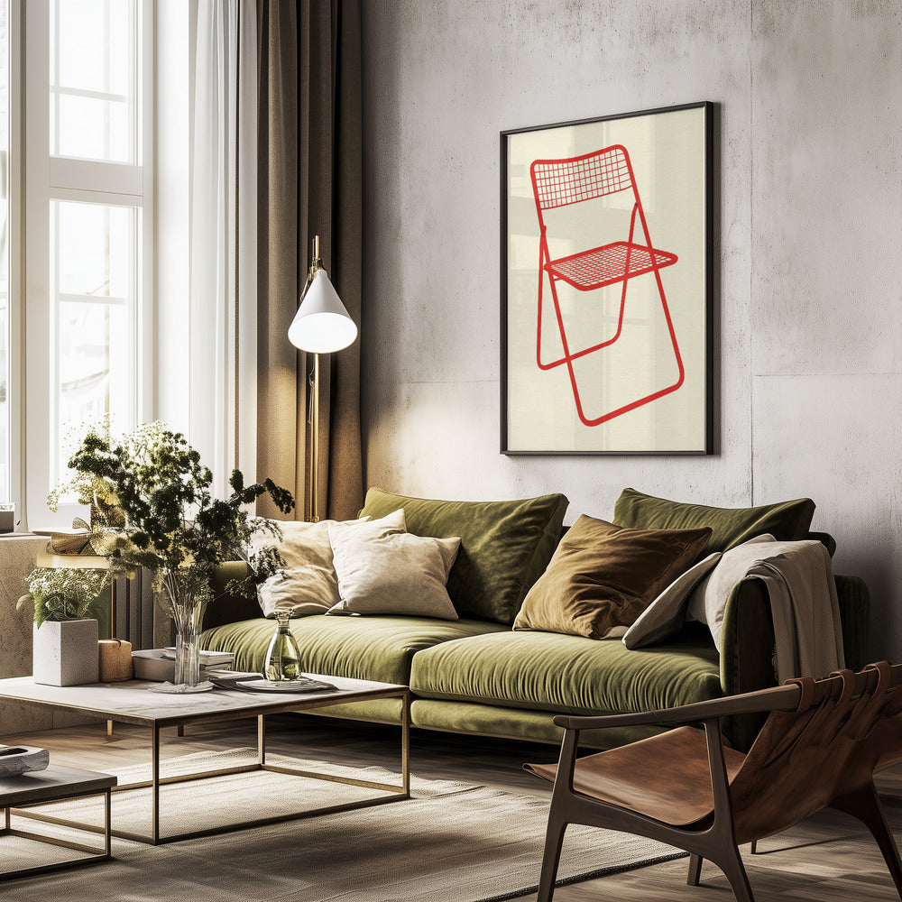 Ted Net Chair Red - Poster / Art Print - interiör