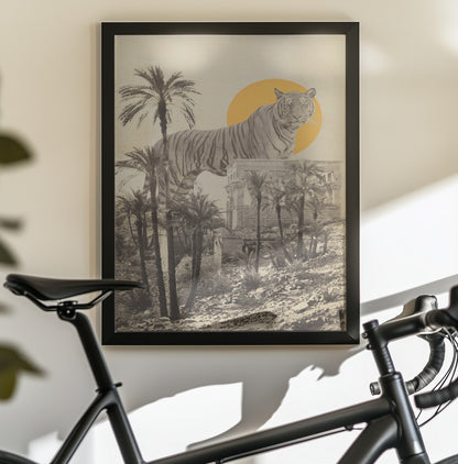 Giant Tiger In Ruins - Poster / Art Print - interiör