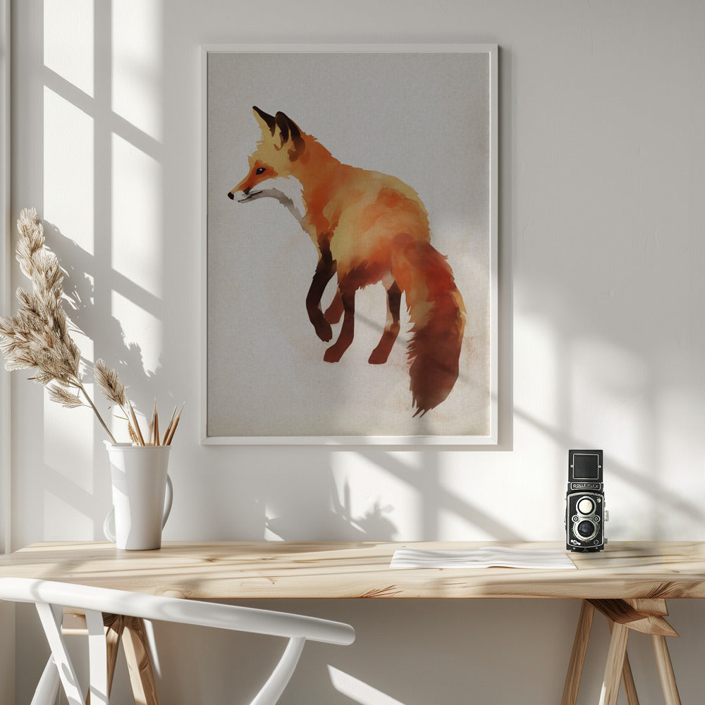 Red Fox Watercolor - Poster / Art Print - interiör
