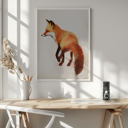 Red Fox Watercolor - Poster / Art Print - interiör