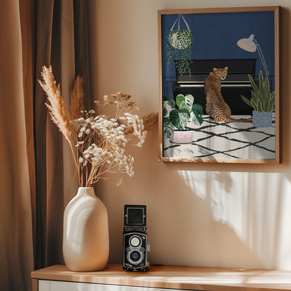 Cheetah playing piano - Poster / Art Print - interiör