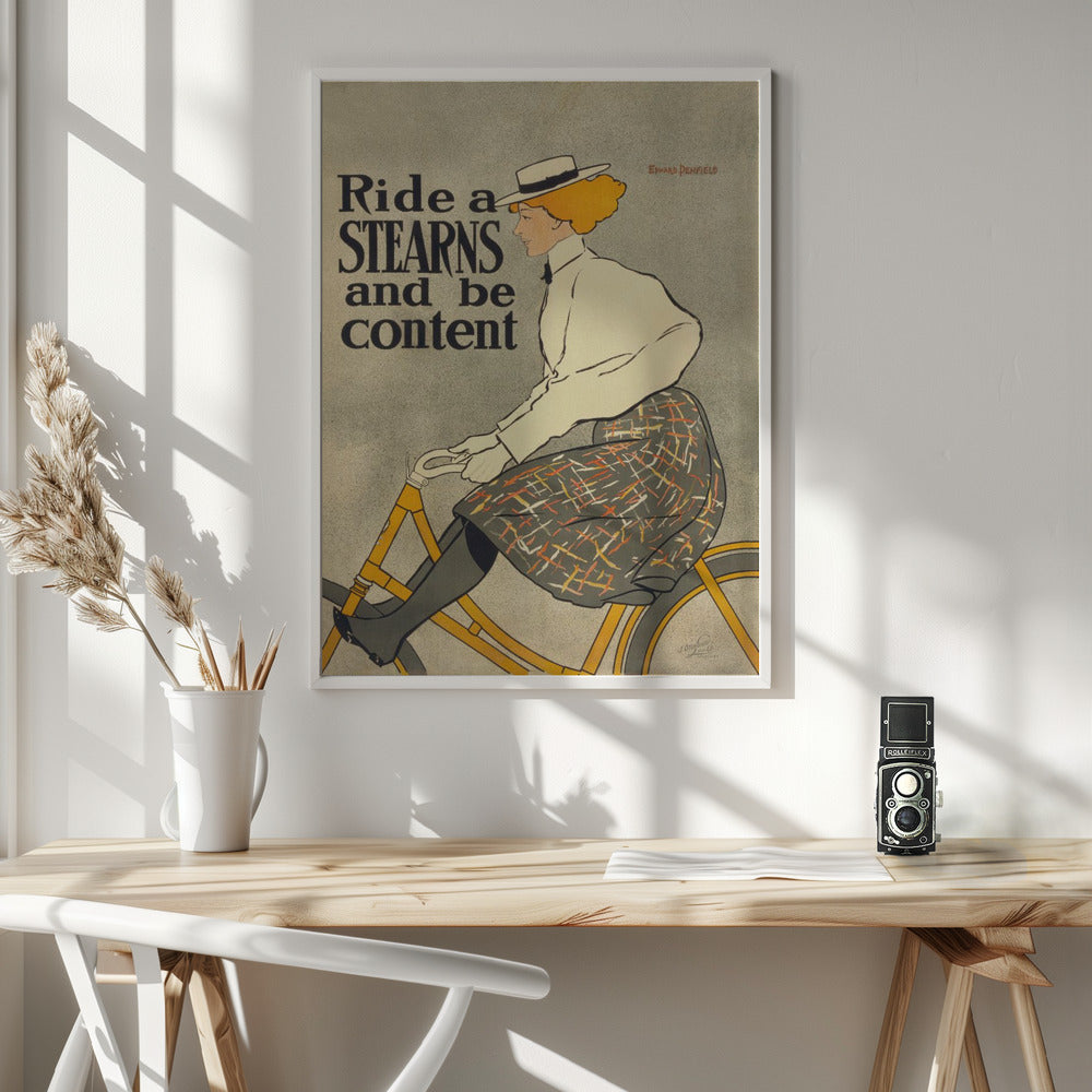 Ride a Stearns and Be Content (1896) - Poster / Art Print - interiör