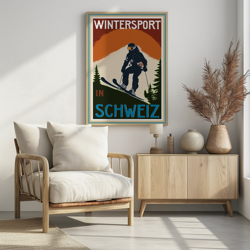Winter Tourism: Vintage Wintersport In Schweiz - Poster / Art Print - interiör