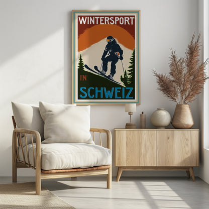 Winter Tourism: Vintage Wintersport In Schweiz - Poster / Art Print - interiör