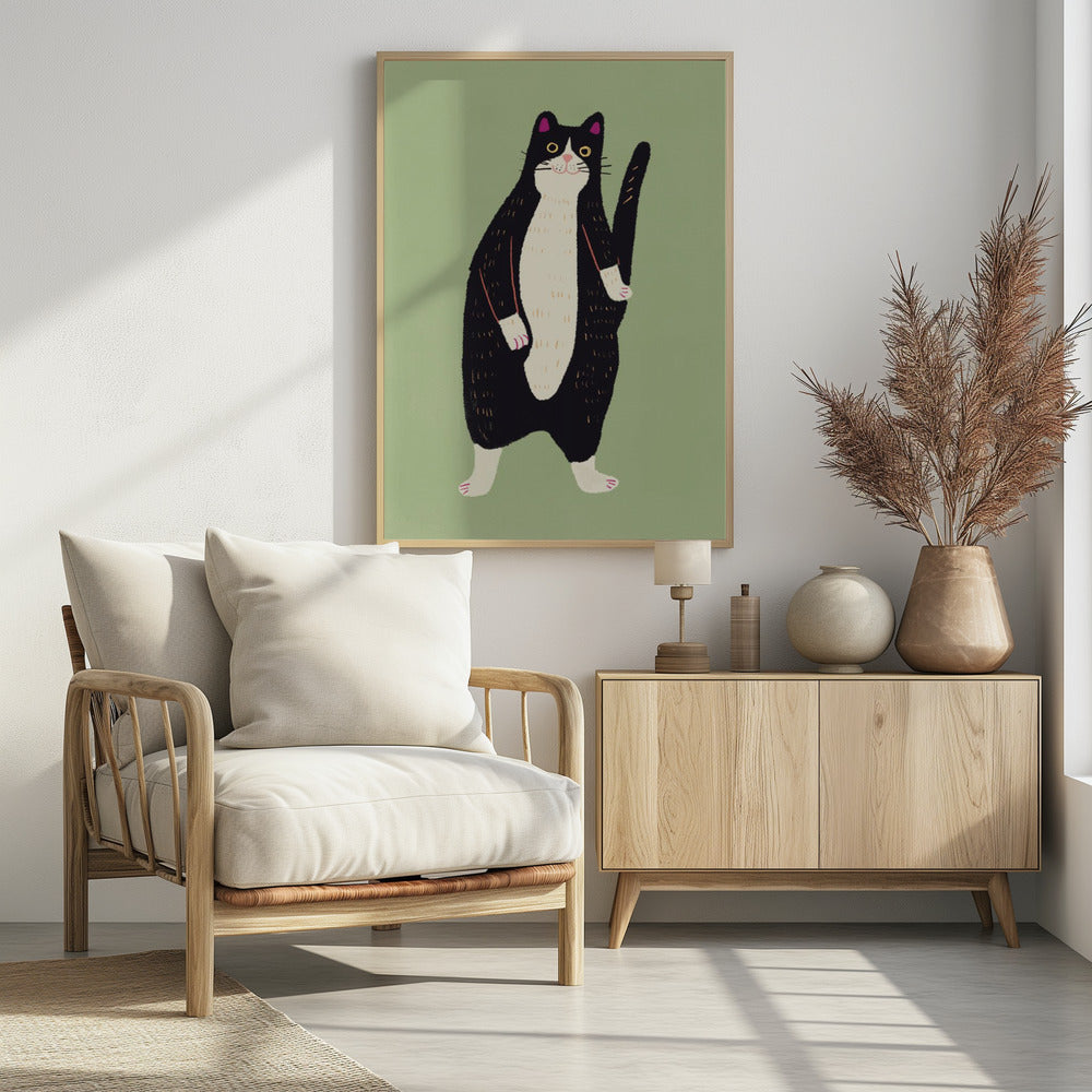 Black and white cat 02 - Poster / Art Print - interiör