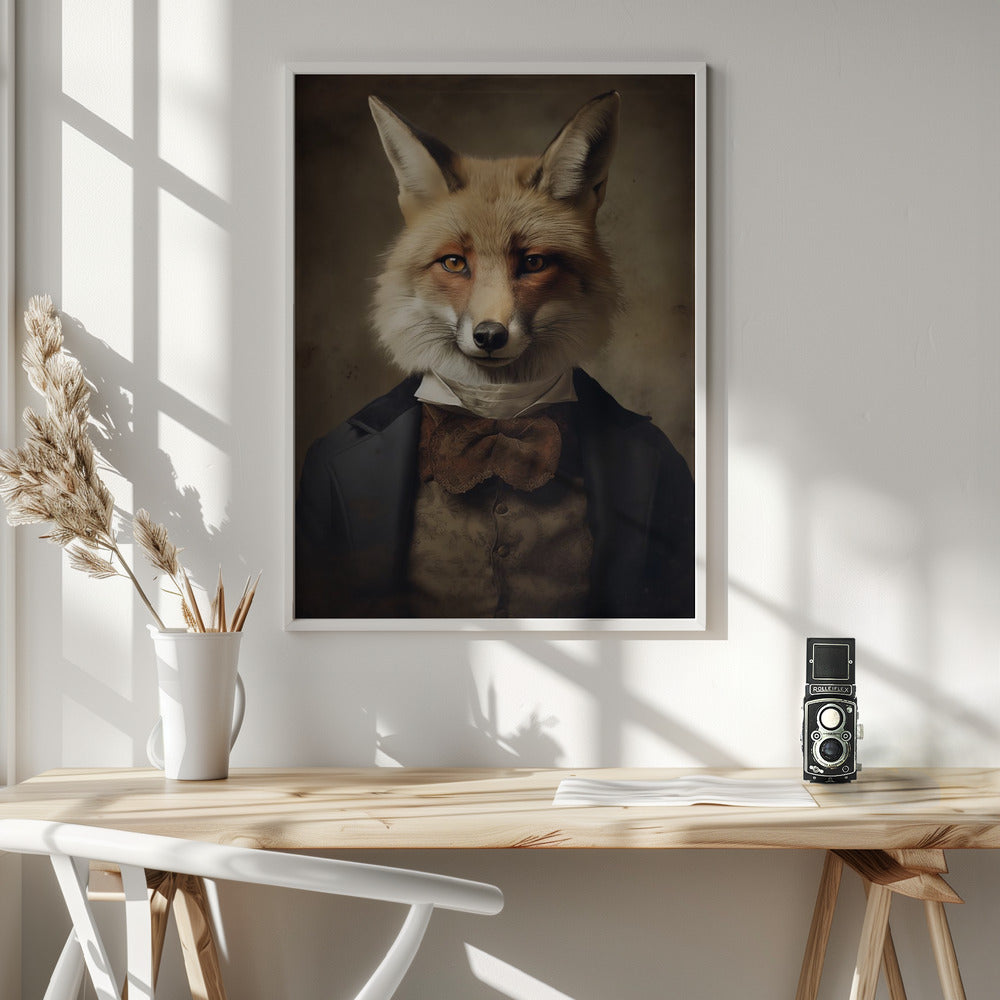 Dapper Fox Gentleman - Poster / Art Print - interiör
