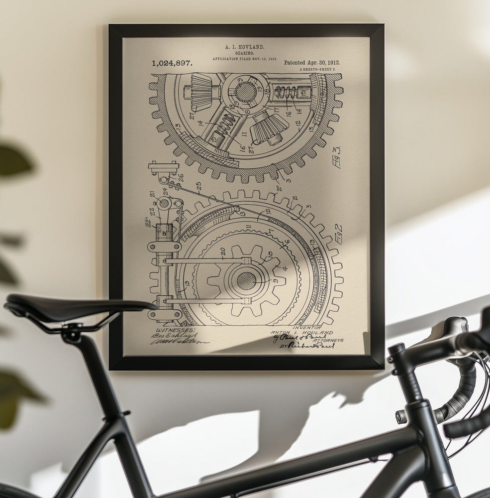 Gearing Patent 1912 - Poster / Art Print - interiör