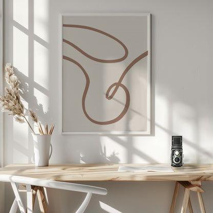 Abstract Lines Mocha 3 - Poster / Art Print - interiör